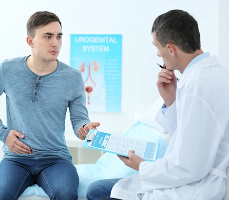Doctor discussing medical information with a male patient